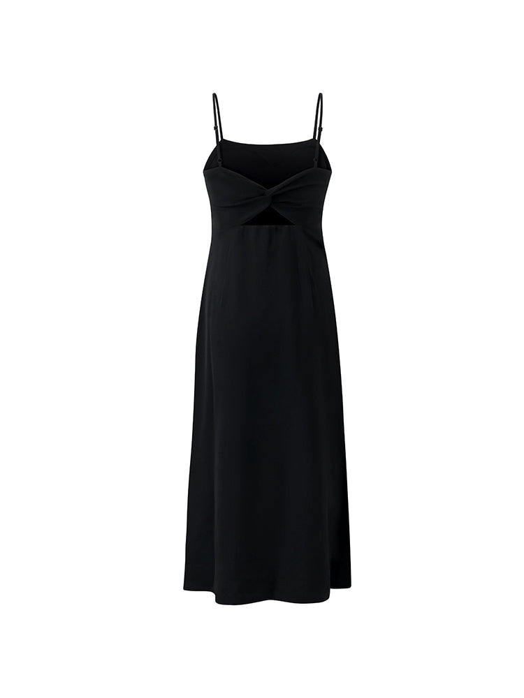 Back Twisted Spaghetti Strap Dress With Detachable Bra Pads