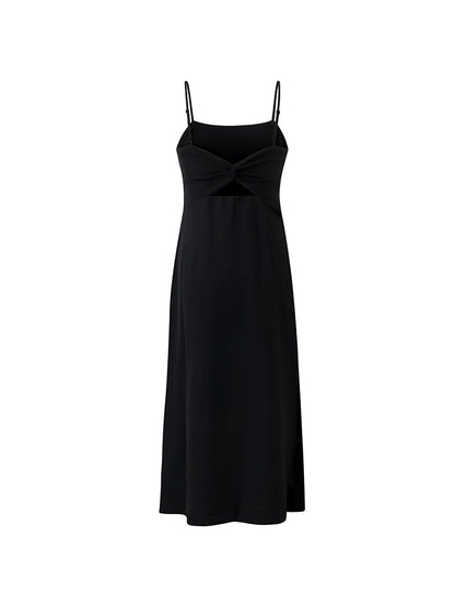 Back Twisted Spaghetti Strap Dress With Detachable Bra Pads