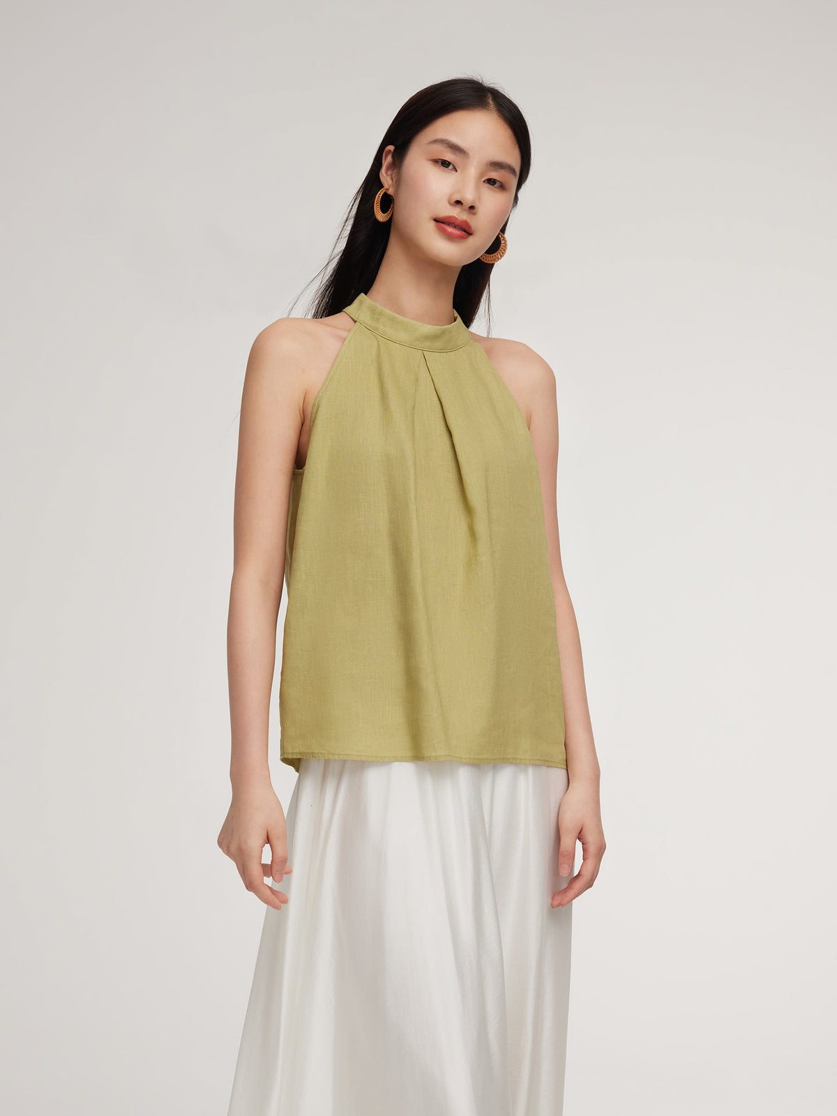 100% Linen Women Halter Tank Top