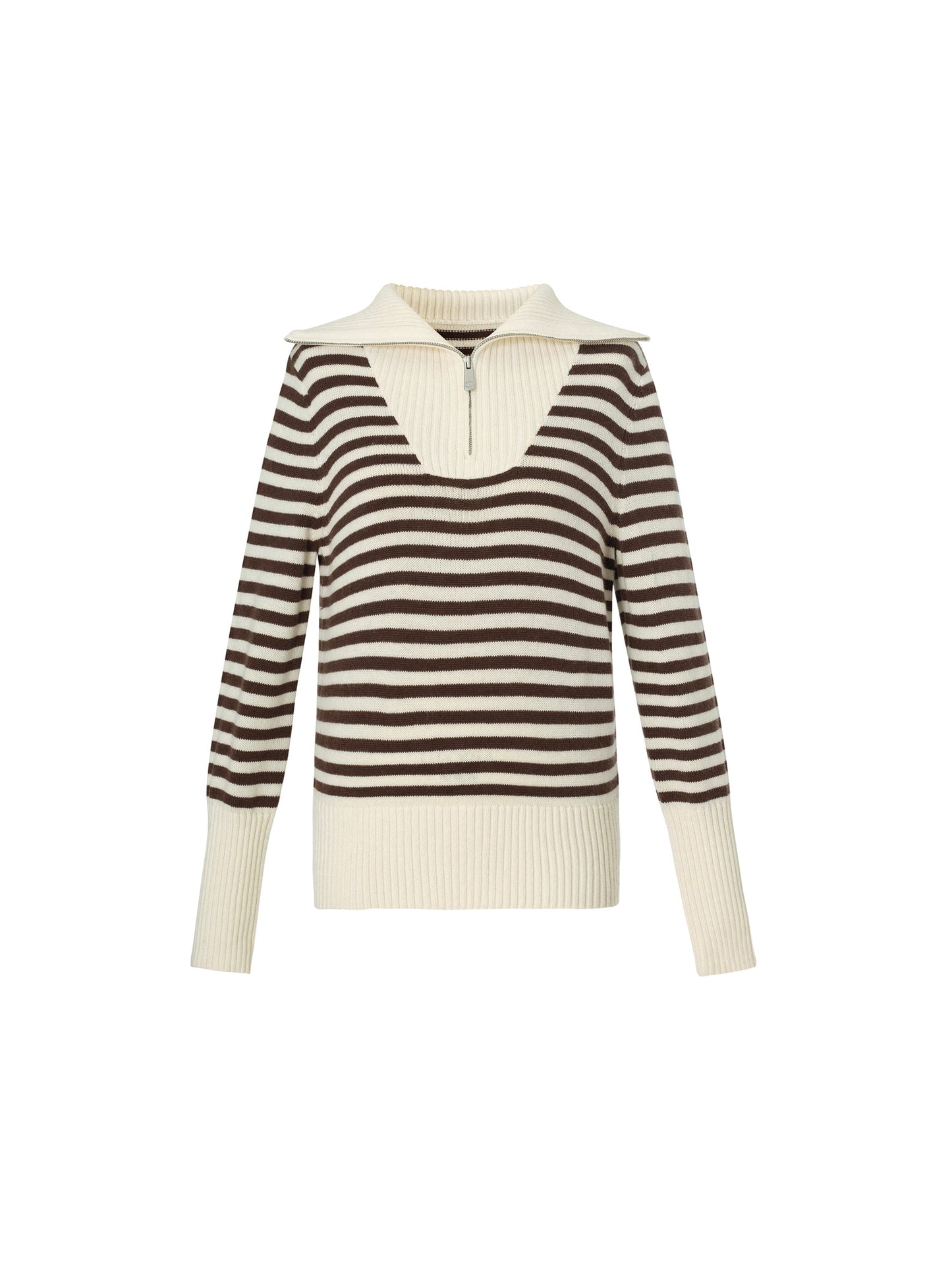 Oversized Collar Half-Zip Women Knit Top