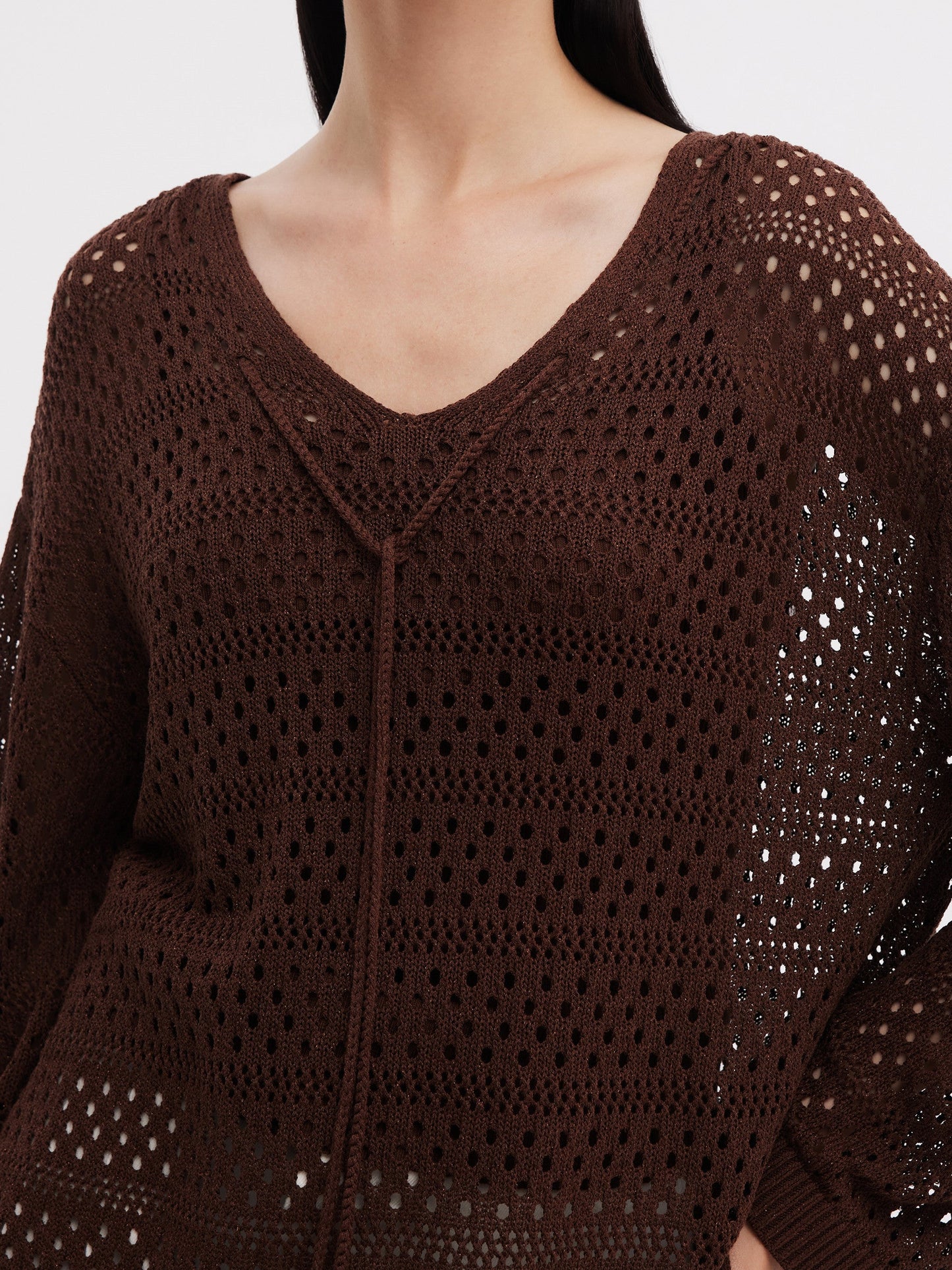 Linen Blend Openwork Pullover And Knit Tank Two-Piece Set