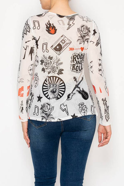 Origami - White Rock N Roll Mesh Top