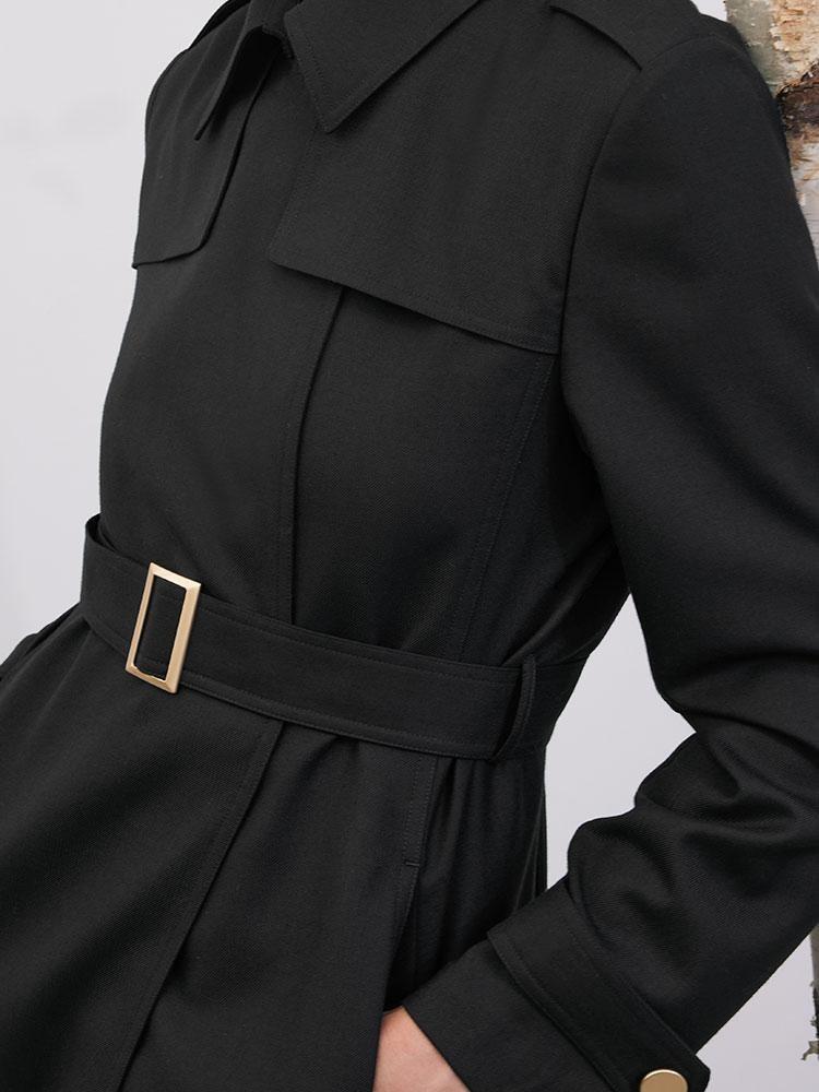 Worsted Woolen Women Trench Coat With Belt