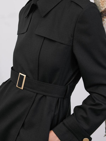 Worsted Woolen Women Trench Coat With Belt