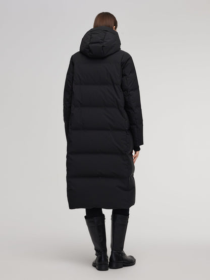 Thermal Tech Back Hooded Unisex Long Goose Down Coat