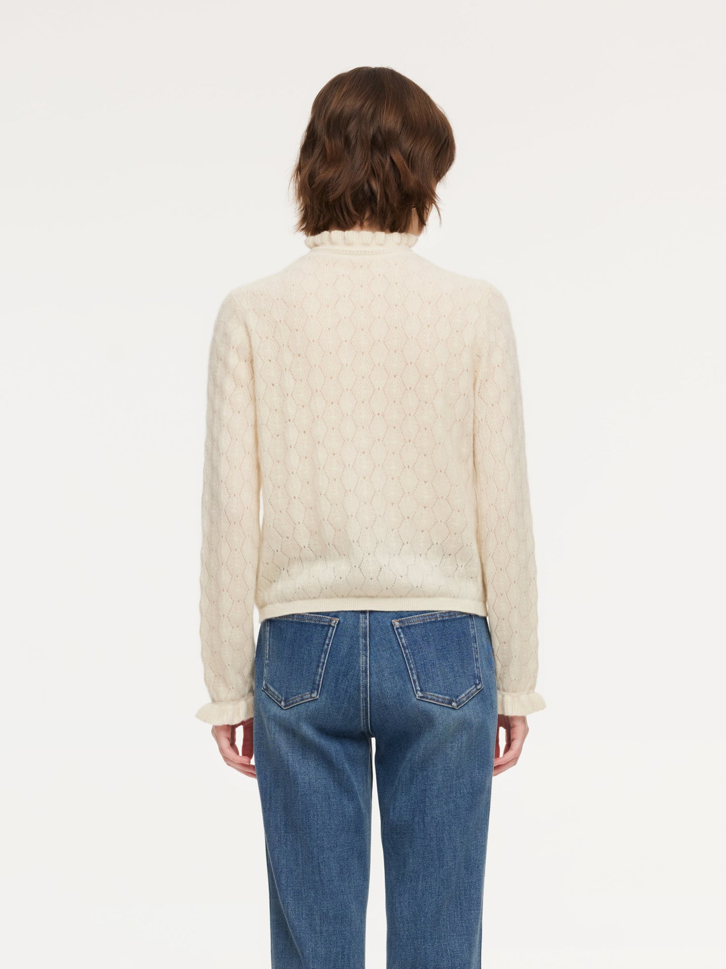 100% Cashmere Ruffle Neck Women Sweater