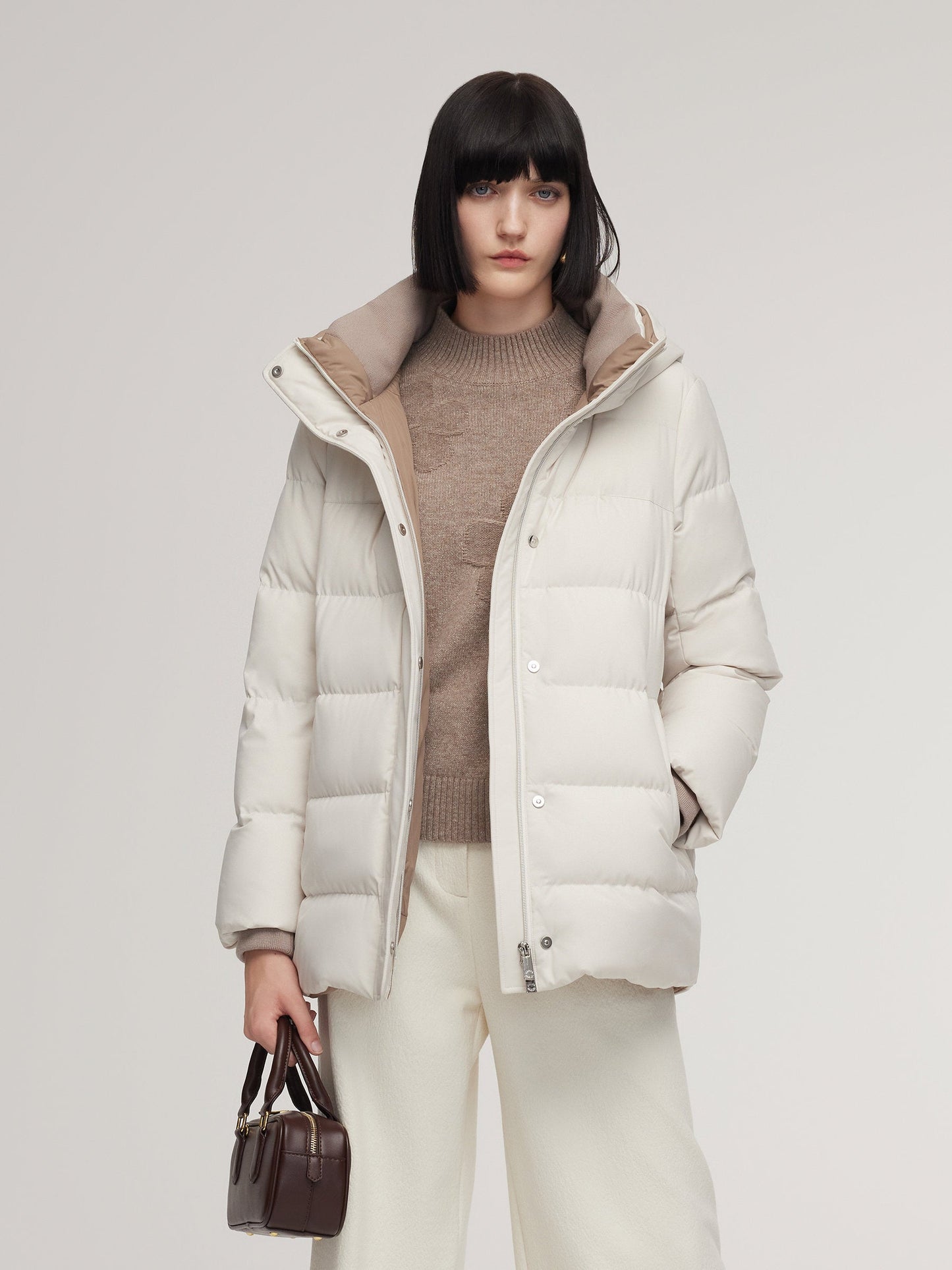 H-Line Windproof Hooded Goose Down Coat