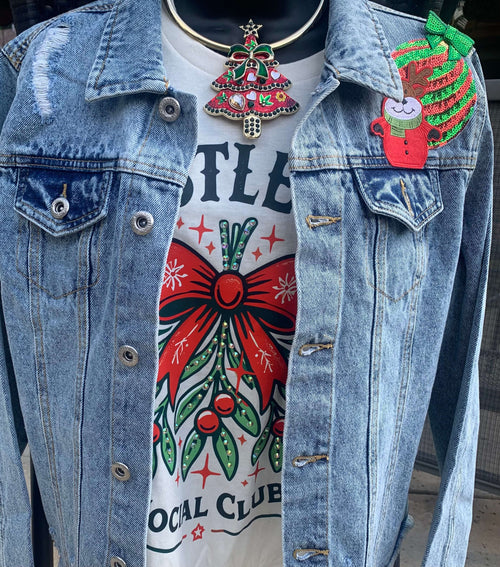 Jolly Vibes Only - Santa Denim Custom Jacket