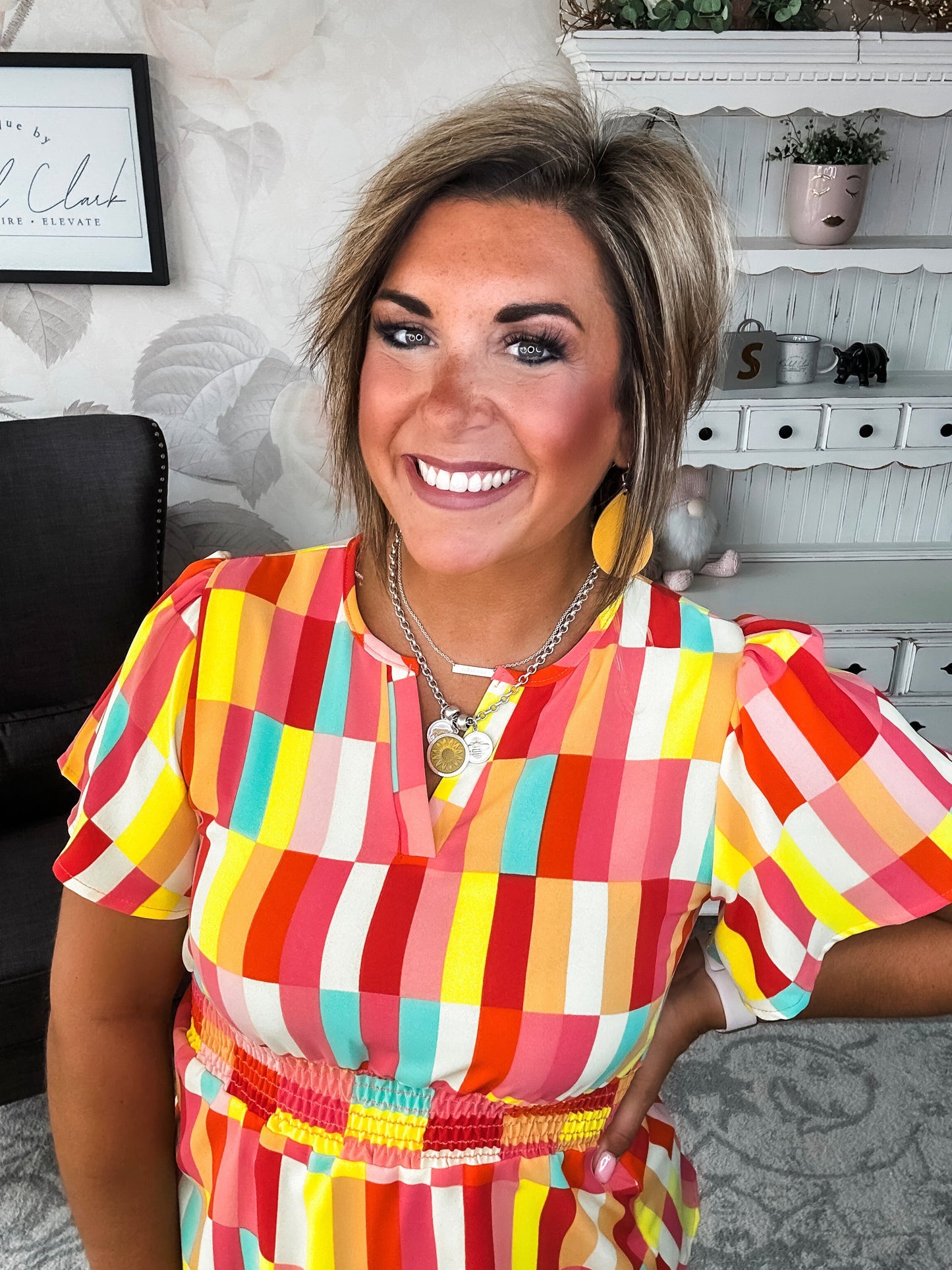I Will Stay True Blouse - Red, Coral & Yellow