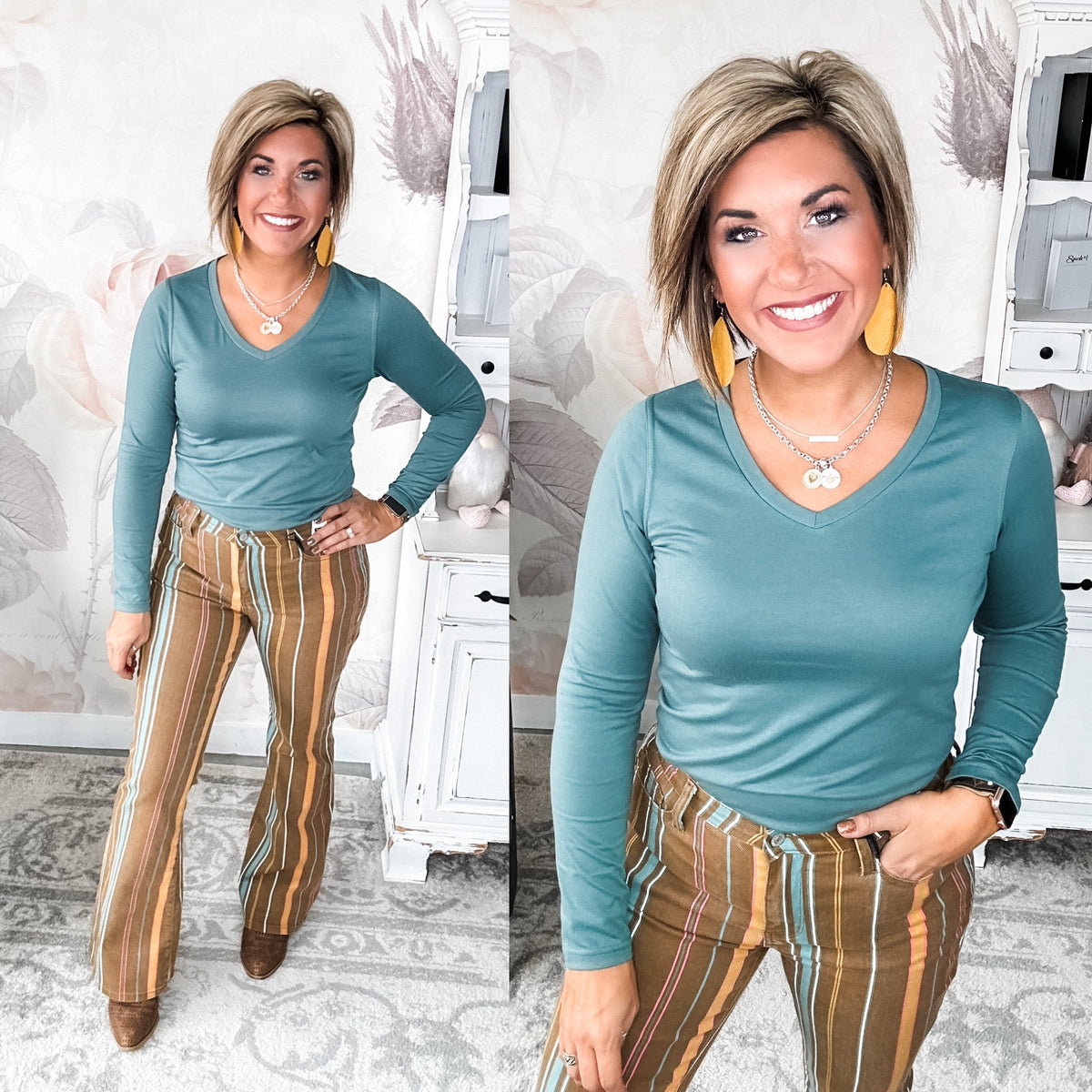 Judy Blue Striped Flare Jeans