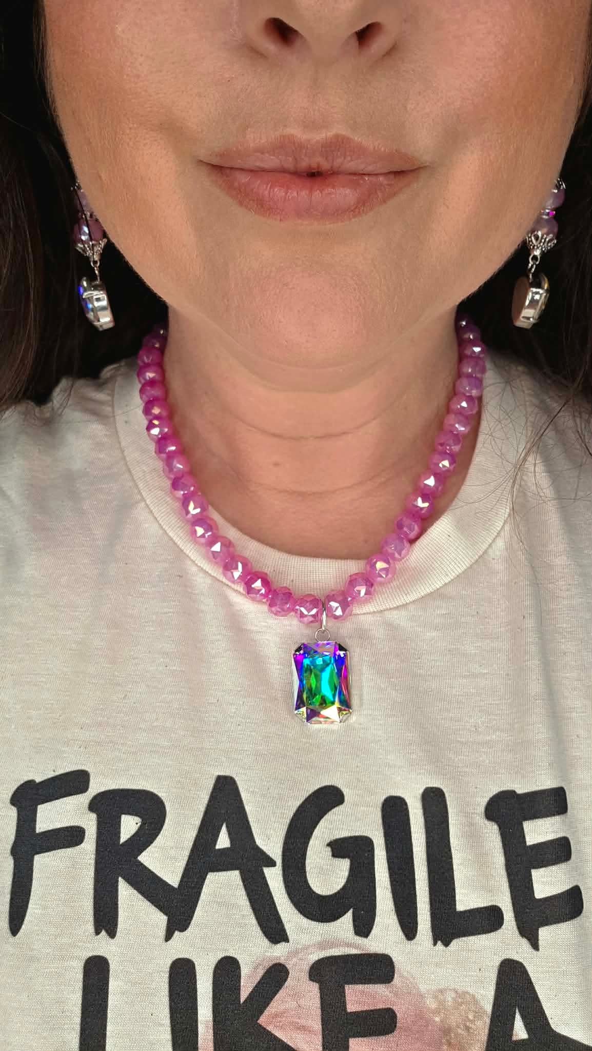 Candy Luxe Colorful Beaded Crystal Drop Statement Necklace by Sandra Ling Designs
