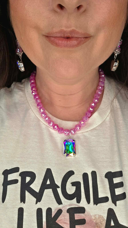 Candy Luxe Colorful Beaded Crystal Drop Statement Necklace by Sandra Ling Designs
