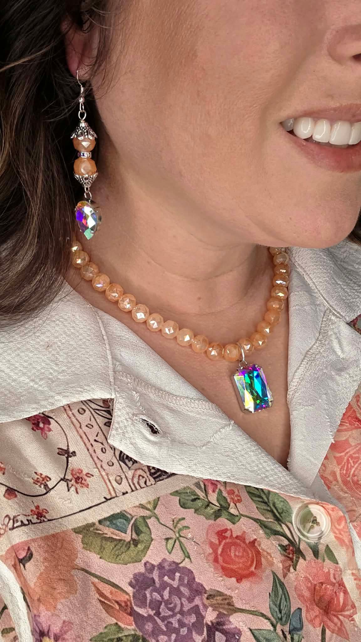 Candy Luxe Colorful Beaded Crystal Drop Statement Necklace by Sandra Ling Designs