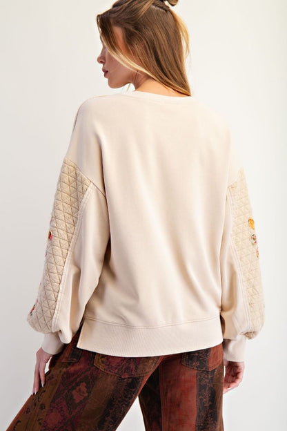 Easel Bloom & Cozy Quilted Sleeve Pullover