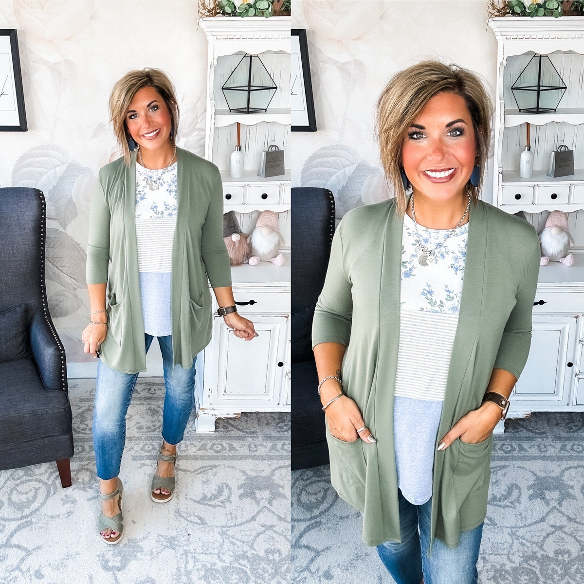 Keep On Going Cardigan - Olive
