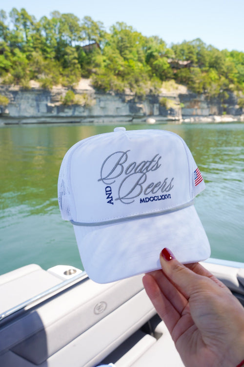 Boats & Beers - White Vintage Trucker Hat