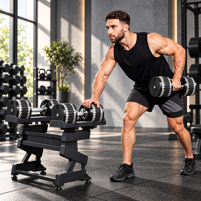 🔥 5–50KG Adjustable Dumbbell Set – Quick-Change Weights with Storage Stand for Home Gym Strength Training