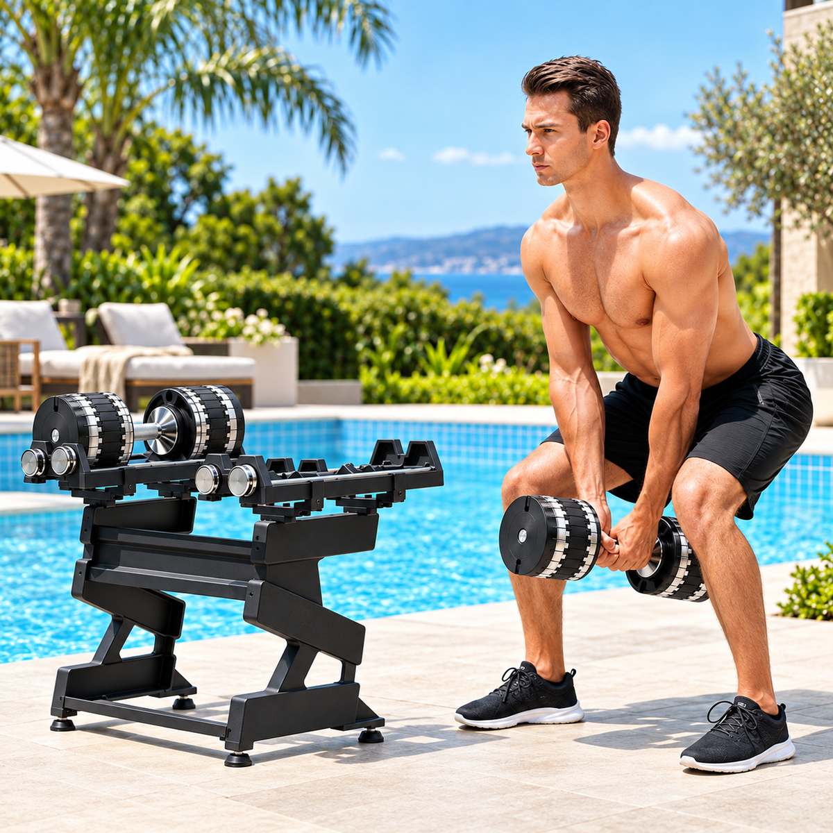 🔥 5–50KG Adjustable Dumbbell Set – Quick-Change Weights with Storage Stand for Home Gym Strength Training