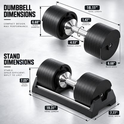 🔥 5–50KG Adjustable Dumbbell Set – Quick-Change Weights with Storage Stand for Home Gym Strength Training