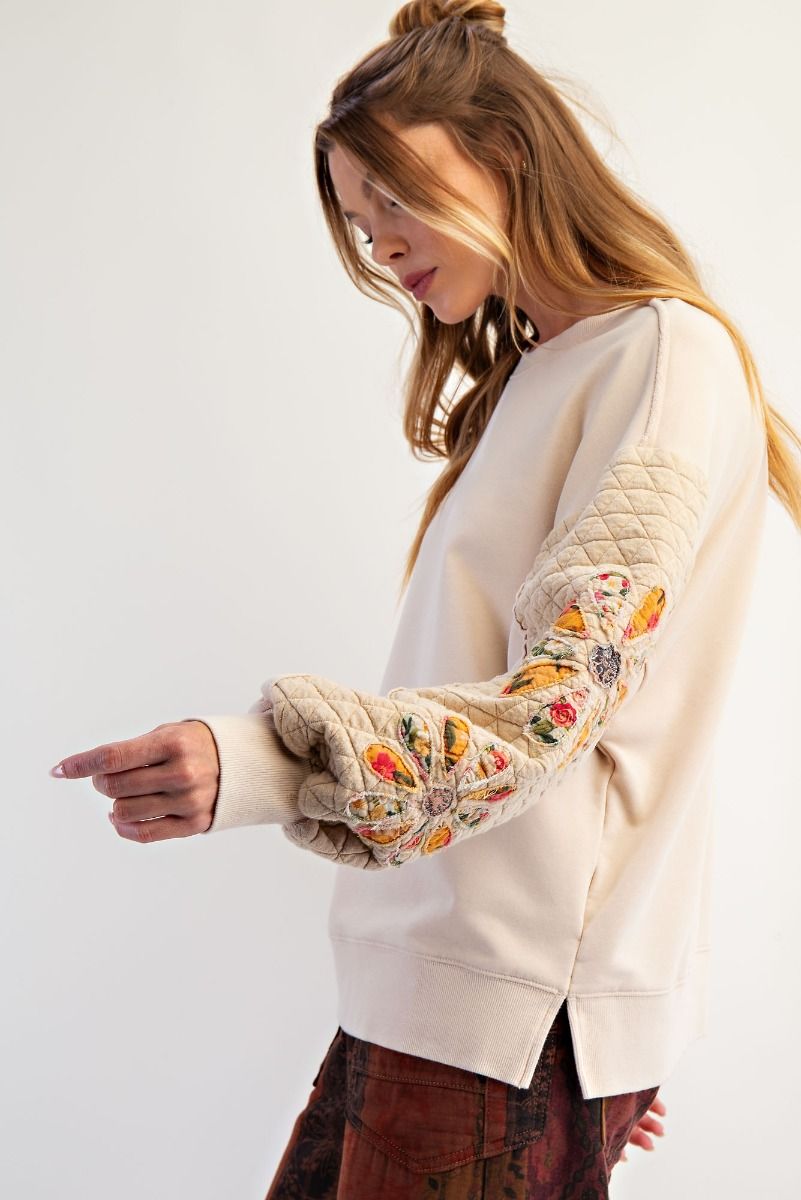 Easel Bloom & Cozy Quilted Sleeve Pullover