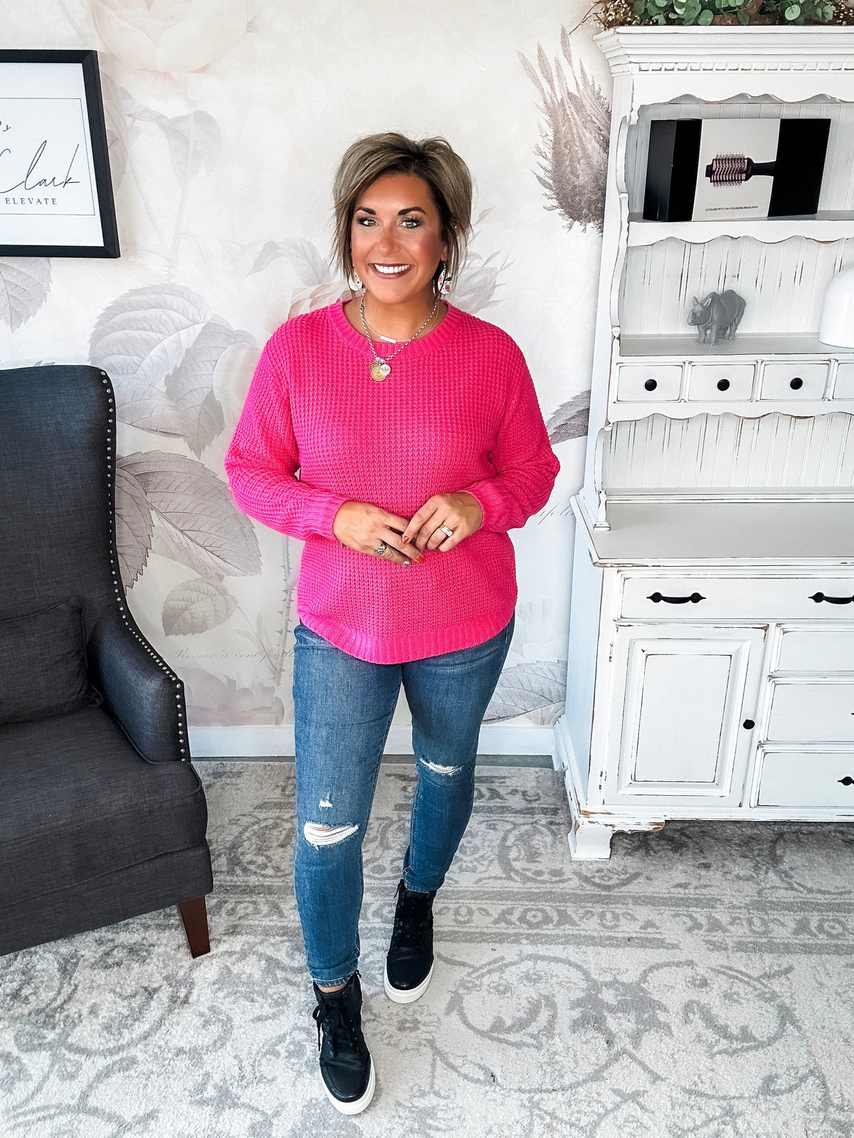Looking For This Sweater - Fuchsia