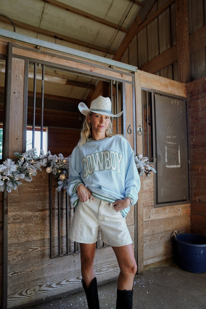 Cowboy - Blue Vintage Crewneck Sweatshirt