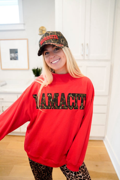 Mamacita - Red Vintage Mock-Neck Sweatshirt