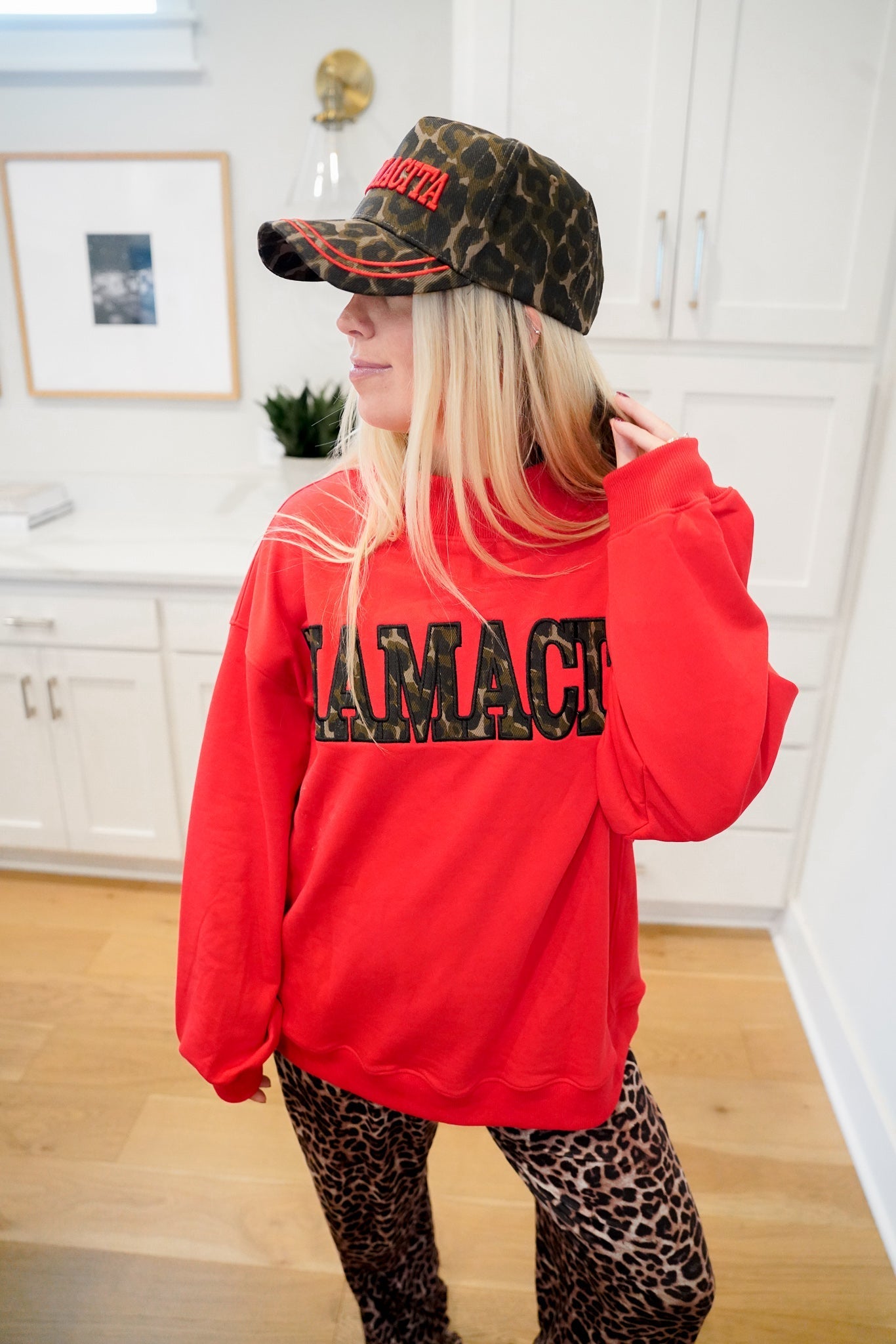 Mamacita - Red Vintage Mock-Neck Sweatshirt