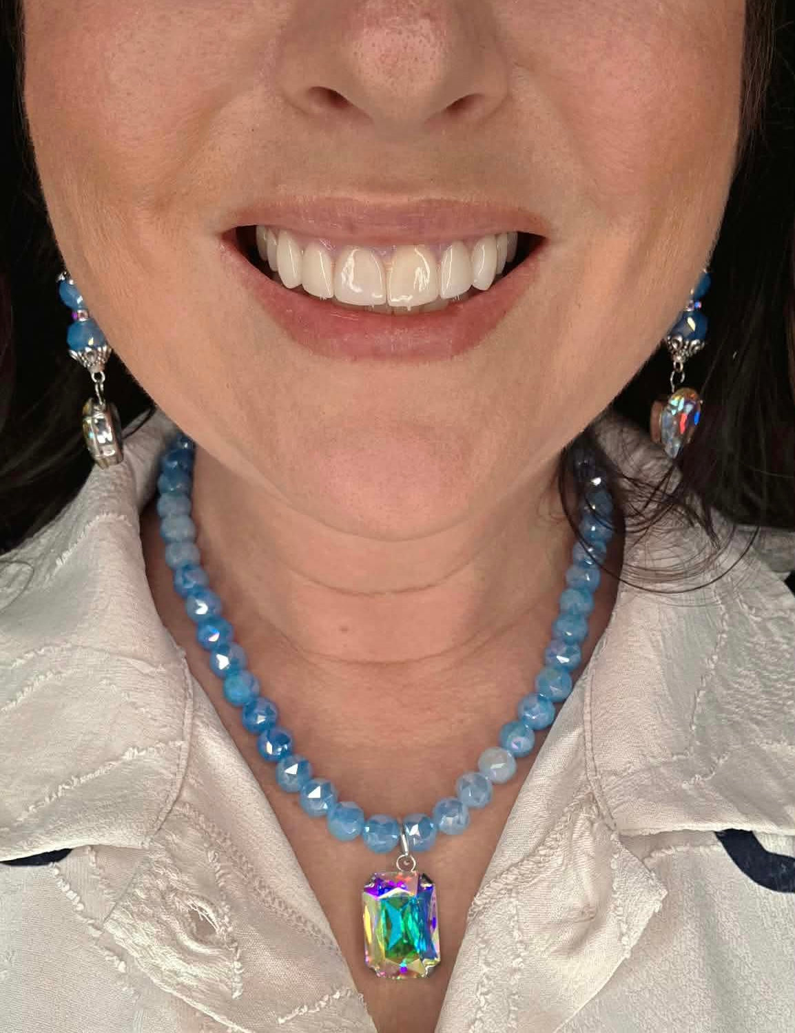 Candy Luxe Colorful Beaded Crystal Drop Statement Necklace by Sandra Ling Designs