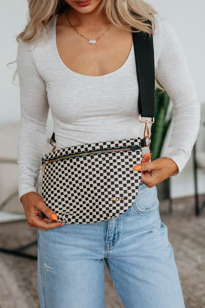 Patsy Checkered Bum Bag - Black