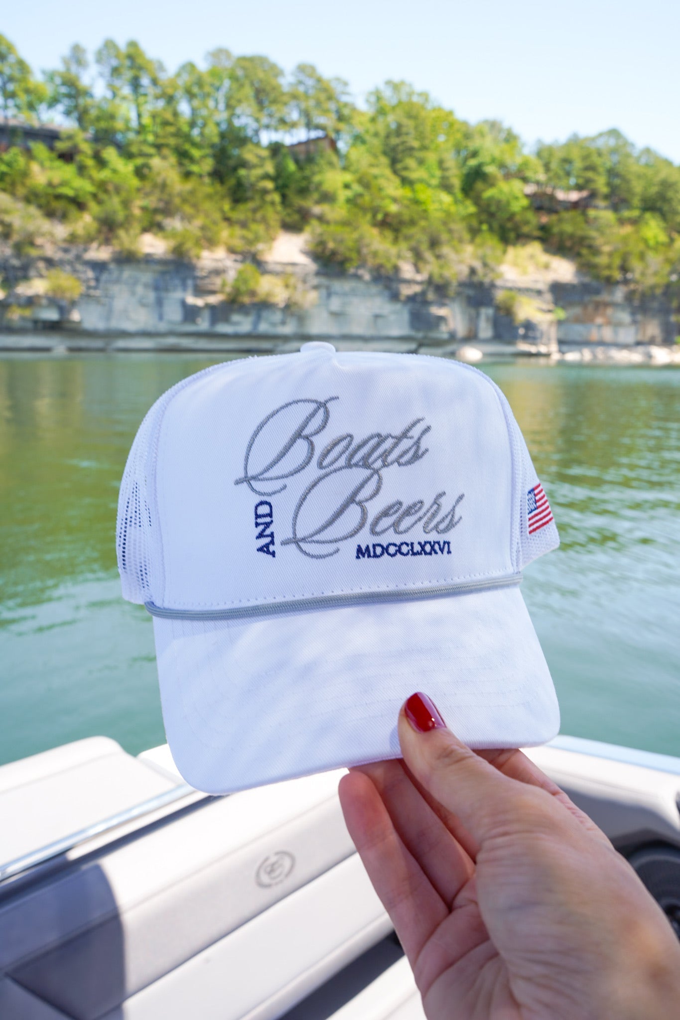 Boats & Beers - White Vintage Trucker Hat