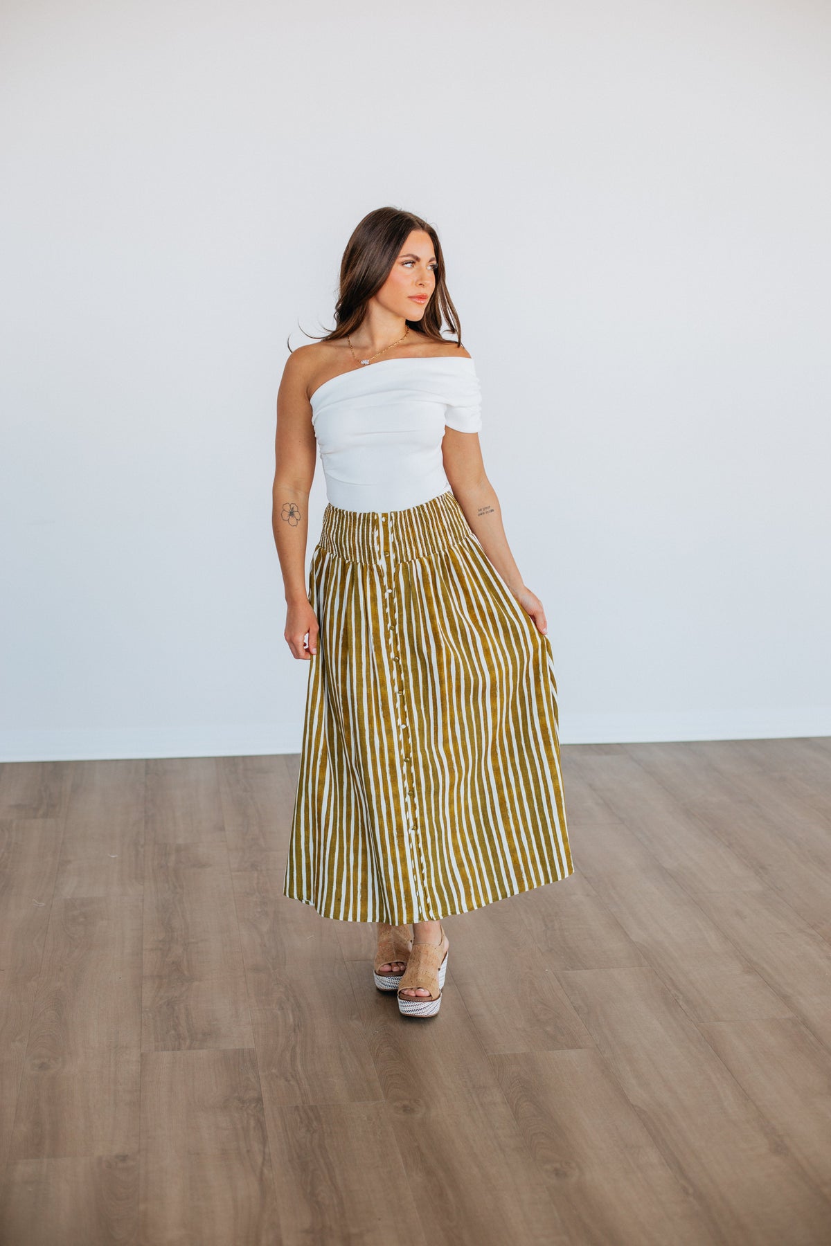 Zoya Striped Skirt - Lemongrass Mix