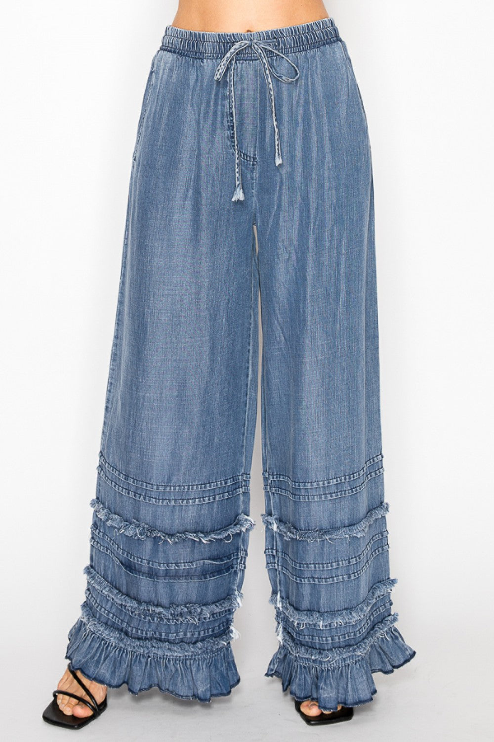 Origami - Ruffle Detail Chambray Pants