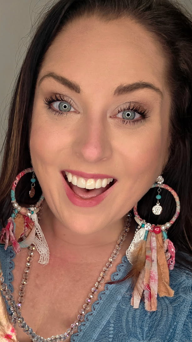 Boho Bloom Fringe Hoop Earrings