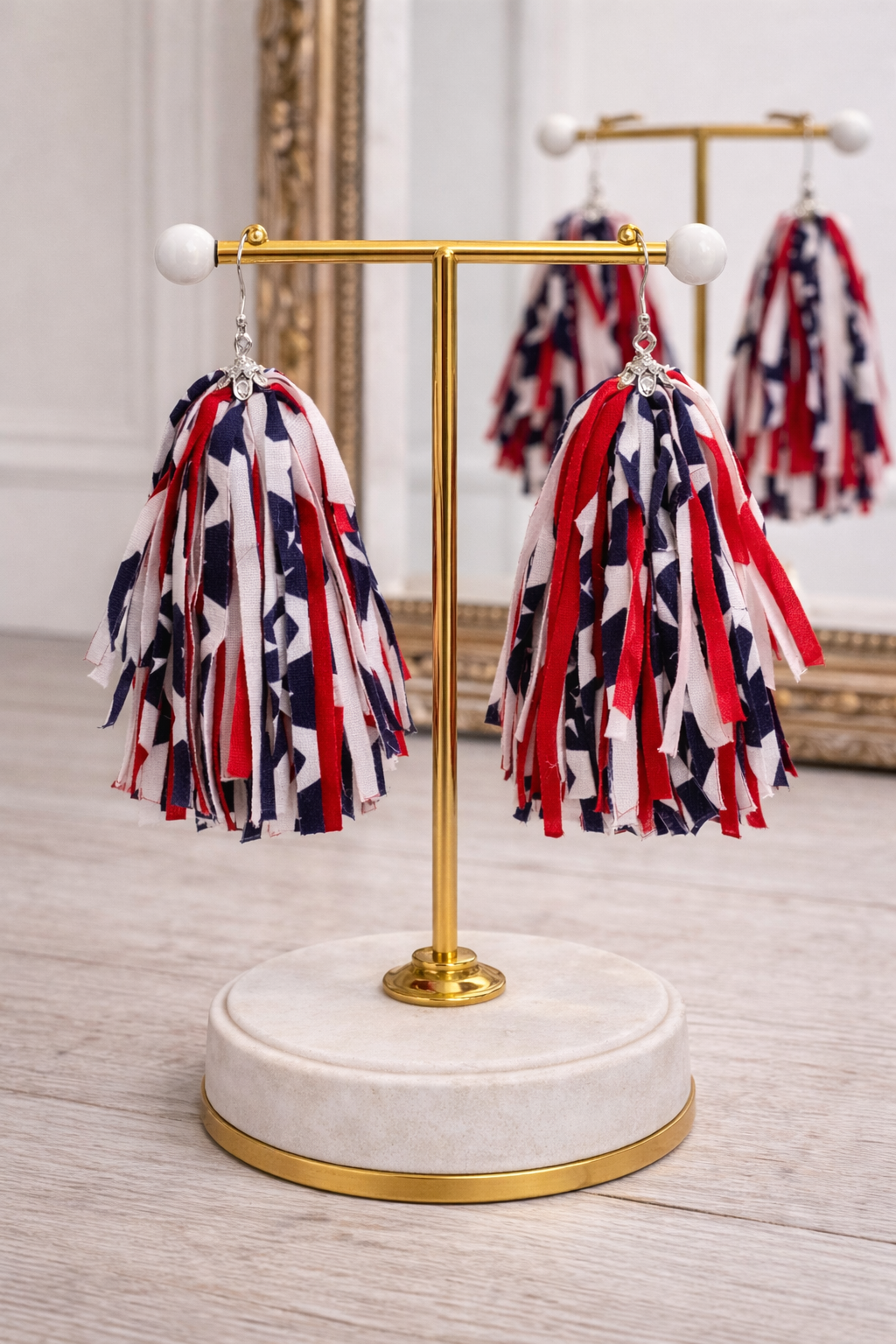Patriotic Bandana Tassel Earrings by Sandra Ling Designs