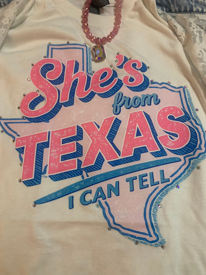 She’s From Texas Rhinestone Graphic Tee