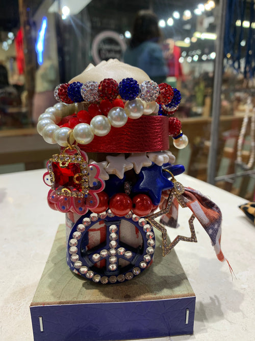 Red White & Blue Peace Bracelet Tower by Sandra Ling Designs