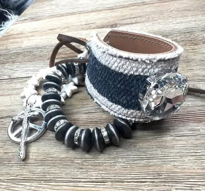 Denim Blue Peace Stars Bracelet Stack by Sandra Ling Designs