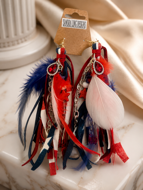 American Honey Feather Luxe Earrings by Sandra Ling Designs