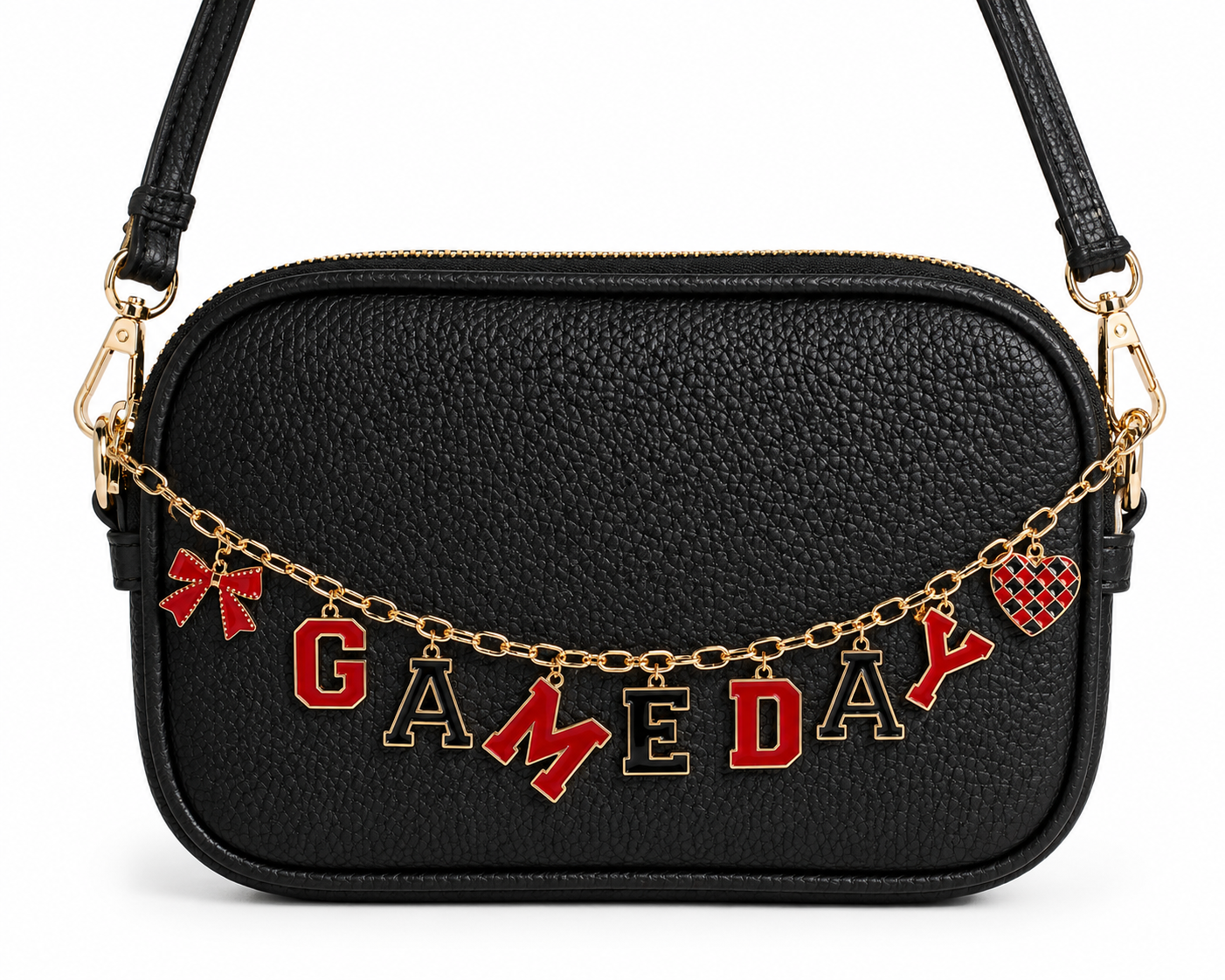 Game Day Black & Red Charm Crossbody Bag