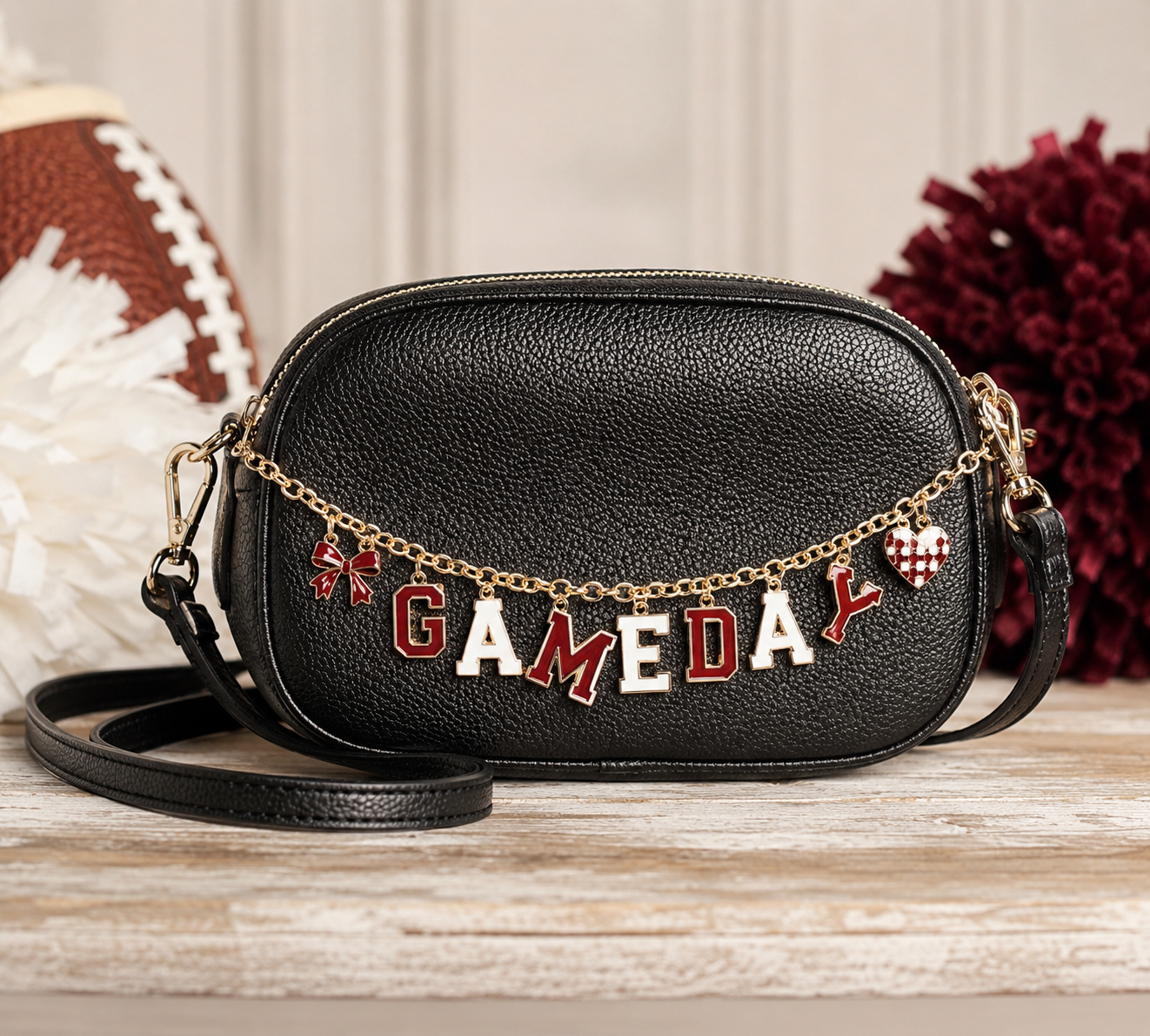 Game Day Maroon & White Charm Crossbody Bag