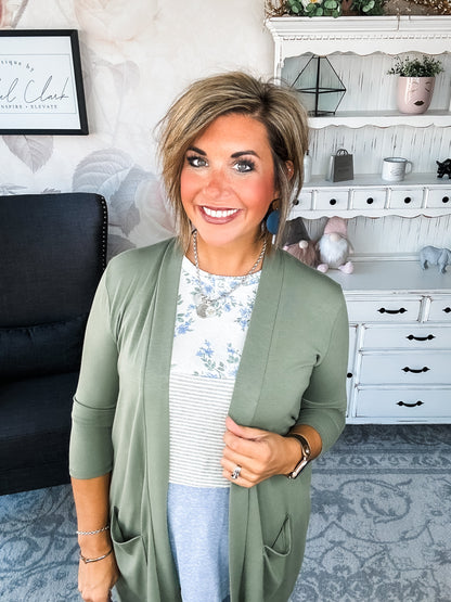 Keep On Going Cardigan - Olive