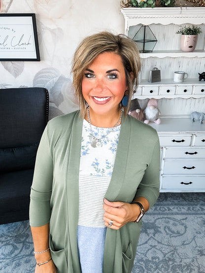 Keep On Going Cardigan - Olive