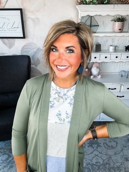 Keep On Going Cardigan - Olive