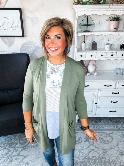 Keep On Going Cardigan - Olive
