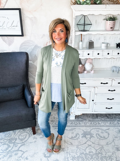 Keep On Going Cardigan - Olive