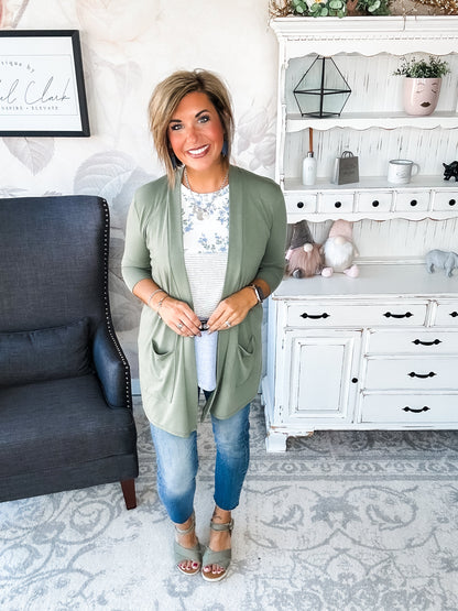 Keep On Going Cardigan - Olive