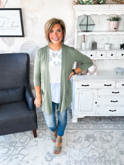 Keep On Going Cardigan - Olive