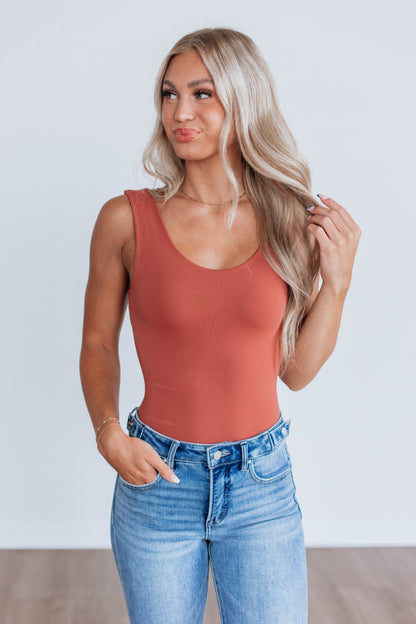 Sweet & Simple Bodysuit - Brick
