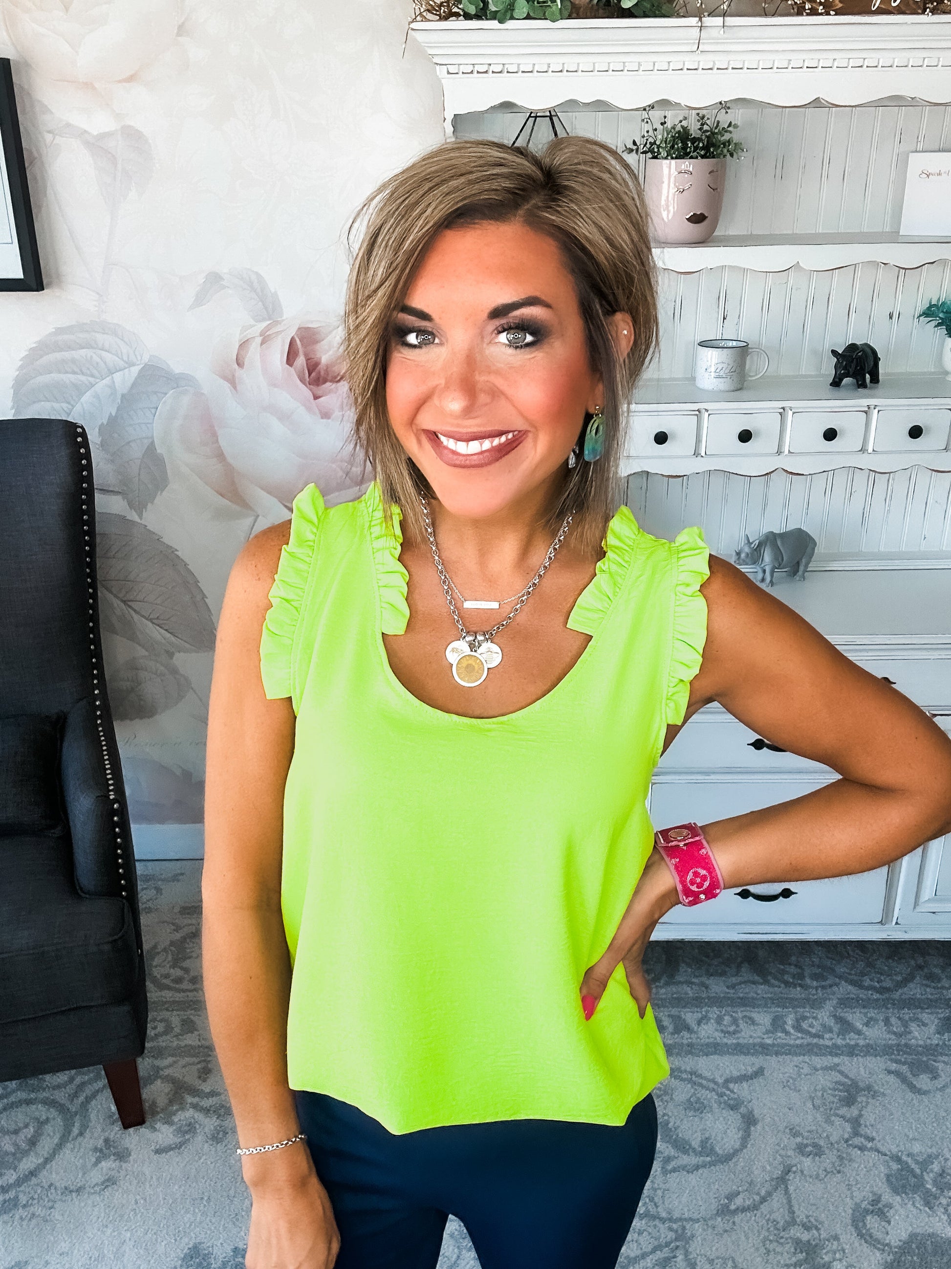 Missed You So Bad Tank - Lime Green